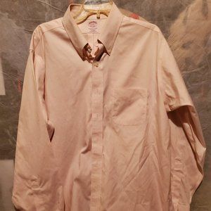 Brooks Brothers Mens Pink Dress Shirt Long Sleeve Button Up Size 17-35 Non Iron